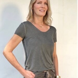 💗 THE PORTER COLLECTIVE Zinc Revel Top Short Sleeve T-Shirt Italy Gray Silver M